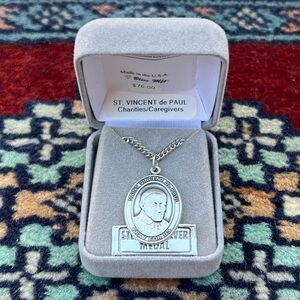 St. Vincent de Paul Sterling Silver Large Round Sterling Silver Religious Medal